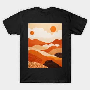 Orange sun burning through hills T-Shirt